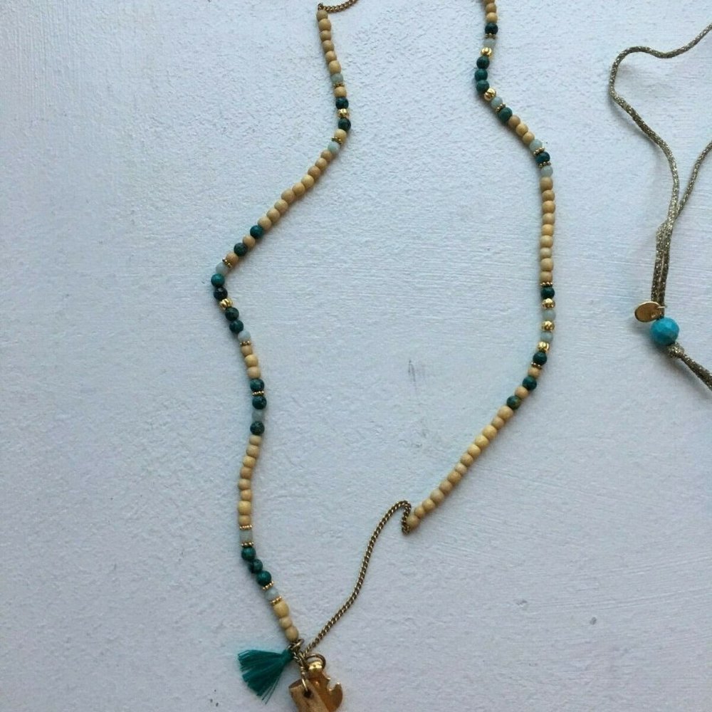 NWT Chan Luu beautiful carved wood and Amazonite